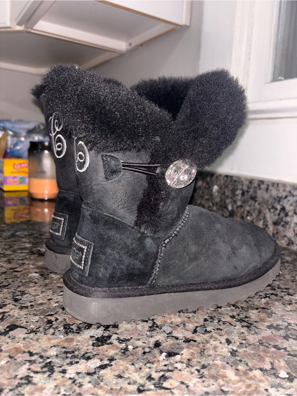 UGG Black Custom Button Ankle Boots
